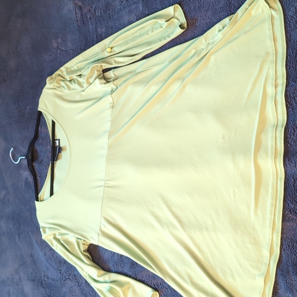 Anthony| Green Shirt Dress With Slit Sleeves Polyester Spandex Blend - Picture 8 of 13